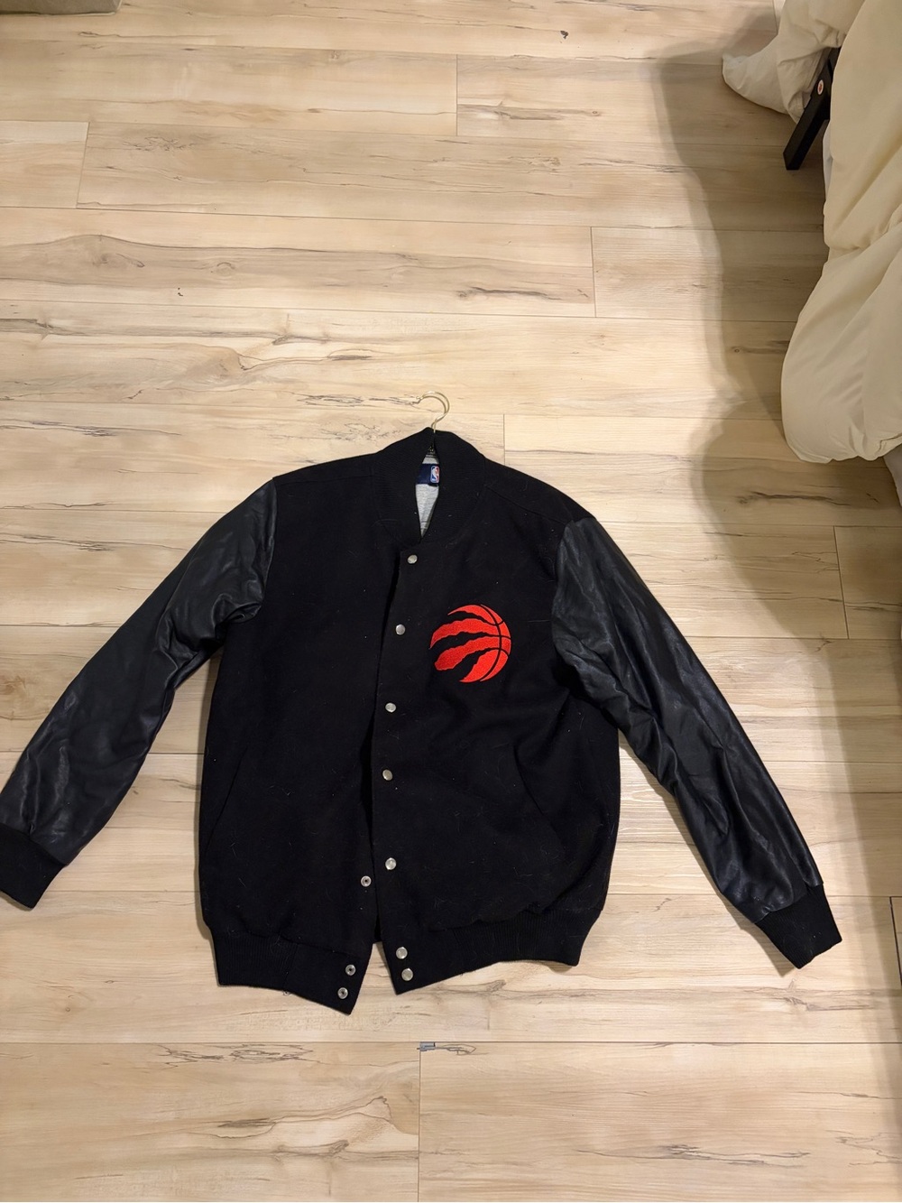 NBA Black Varsity Jacket with Raptors Emblem